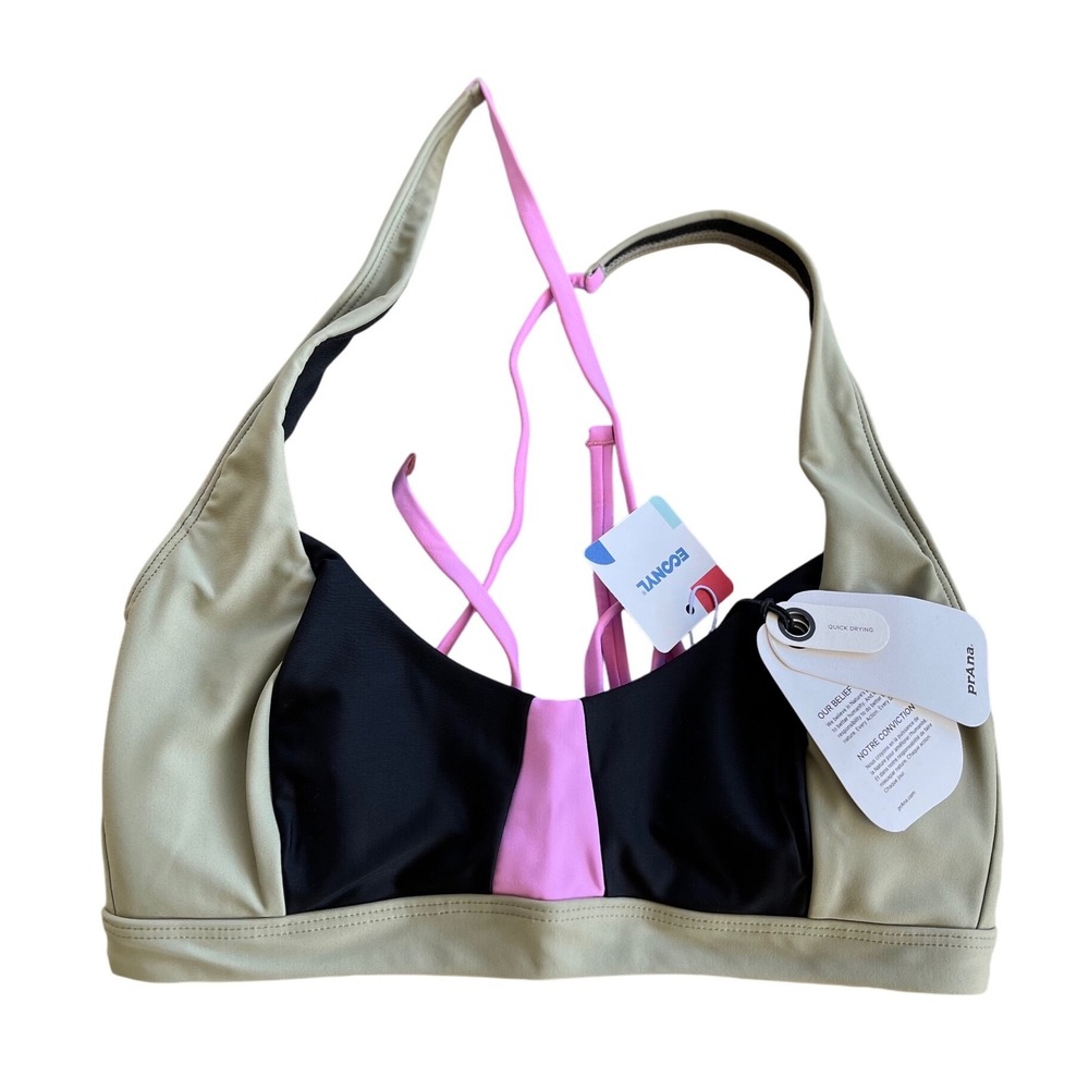 Prana Multicolor Bikini Top - Black, Pink, Tan